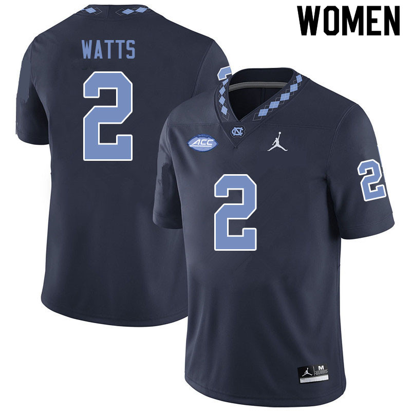 Jordan Brand Women #2 Bryce Watts North Carolina Tar Heels College Football Jerseys Sale-Black